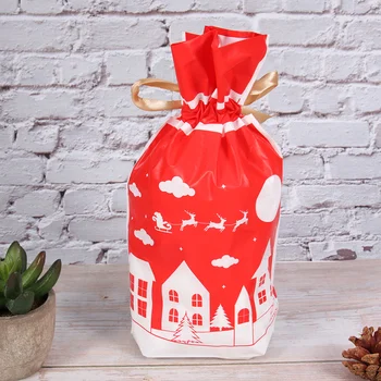 

100pcs Christmas Drawstring Gift Bags Holiday Red Reindeer Xmas Present Gift Package Candy Sweet Pouch(50pcs New Deer, 50pcs Fly