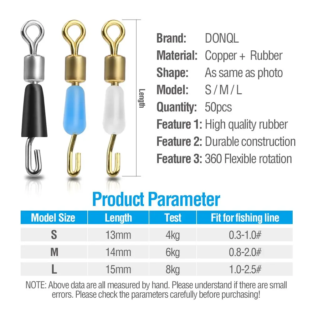 DONQL 50 шт. рыболовный соединитель из нержавеющей стали Подшипник Вертлюги рыболовный крючок линия быстрый соединитель быстрое соединение рыболовный крючок аксессуары