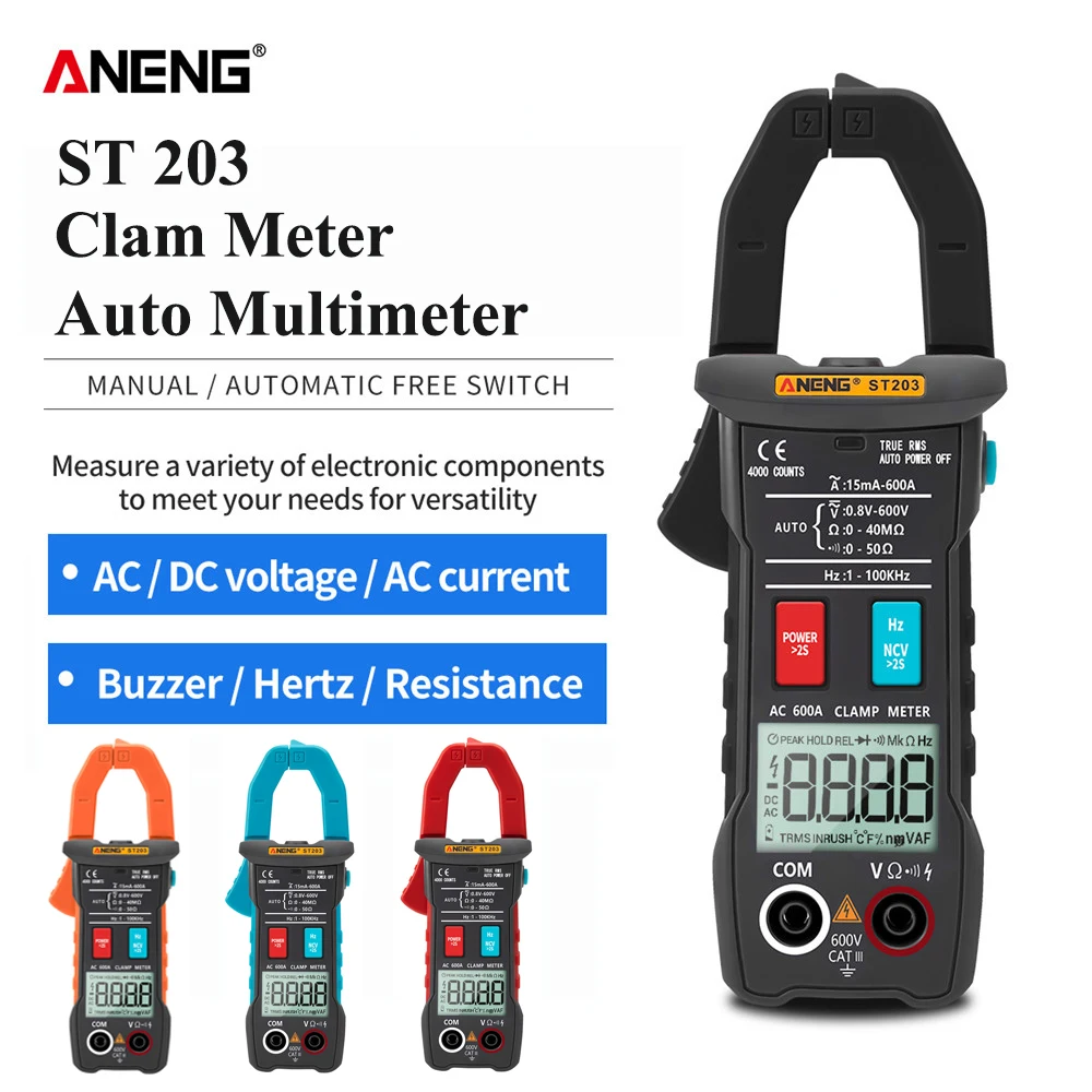 Цифровой мультиметр зажим ANENG ST203 4000 отсчетов True RMS мини ампер
