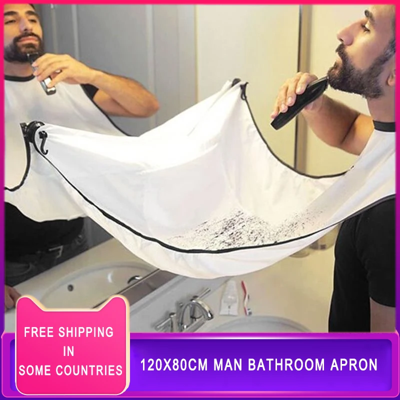 

120x80cm Man Bathroom Apron Male Black Beard Apron Hair Shave Apron for Man Waterproof Floral Cloth Household Cleaning Protecto