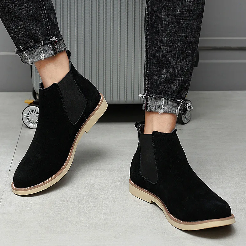 Men Boots Luxury Spring/Winter Elegant Chelsea Boots Men Cow Suede Leather Lovers' Casual Shoes Plus Size 47 Zapatillas Hombregy