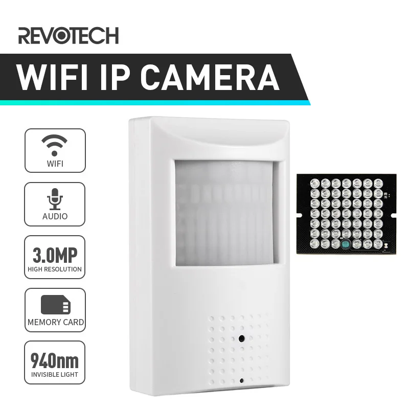 H.265 Wi Fi 3MP / 1080P Мини IP камера 940nm невидимый ночного видения внутри P2P PIR безопасности