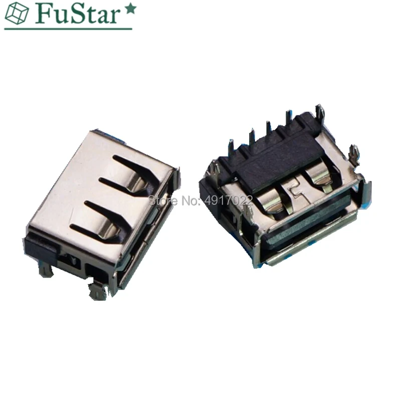 

10pcs Laptop 2.0 USB Connector Jack Sockect Commonly Used 90 degree AF Type 4 DIP Foot USB JACK female length=10MM Harpoon Feet