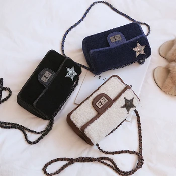 

2020 Lambswool Women's Bag Shoulder Lock Crossbody Fragrant Wind Chain Autumn and Winter Casual Wild Bag