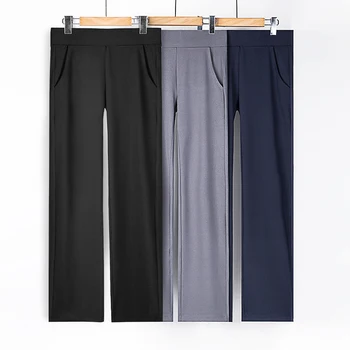 

2020 Spring And Autumn Wild High Waist Wide Leg Sports Casual Pants Female Straight Was Thin Elastic Comfortable Knit Trousers