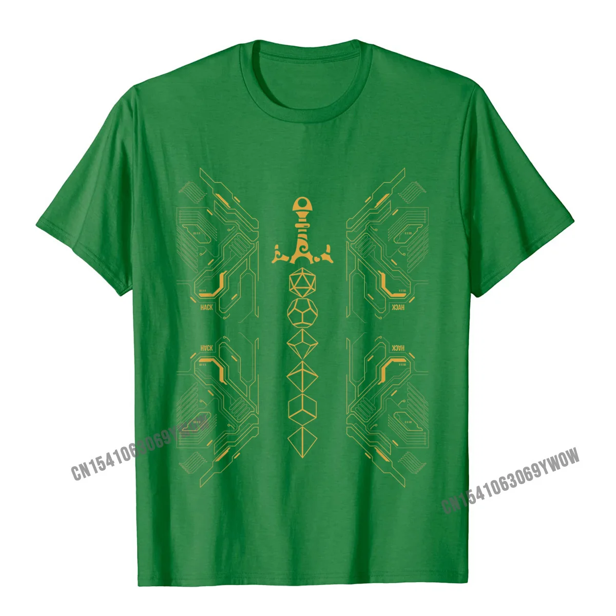 Design Summer Crew Neck Tshirts Lovers Day Tops Tees Short Sleeve for Men Plain 100% Cotton Fabric Design Top T-shirts Nerdy Futuristic Vintage Polyhedral D20 Dice Set Sword T-Shirt__1047 green