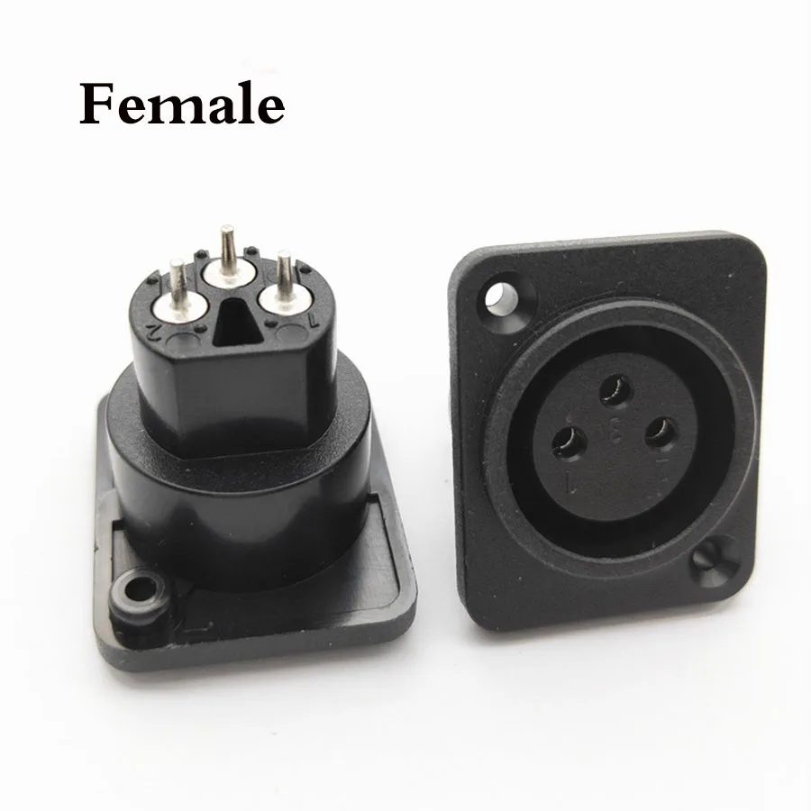 EClyxun 1 шт. XLR 3 Pin Male/Female шасси панельный адаптер гнездового соединителя черный - Цвет: Female