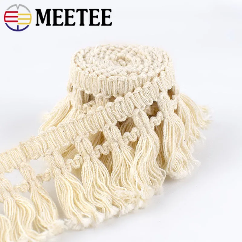 20Meters 45mm Wide Beige Cotton Fringe Lace Trim Fabric Tassel Ribbon DIY Sewing Curtain Edge Home Decor Garment Craft Material | Дом и сад
