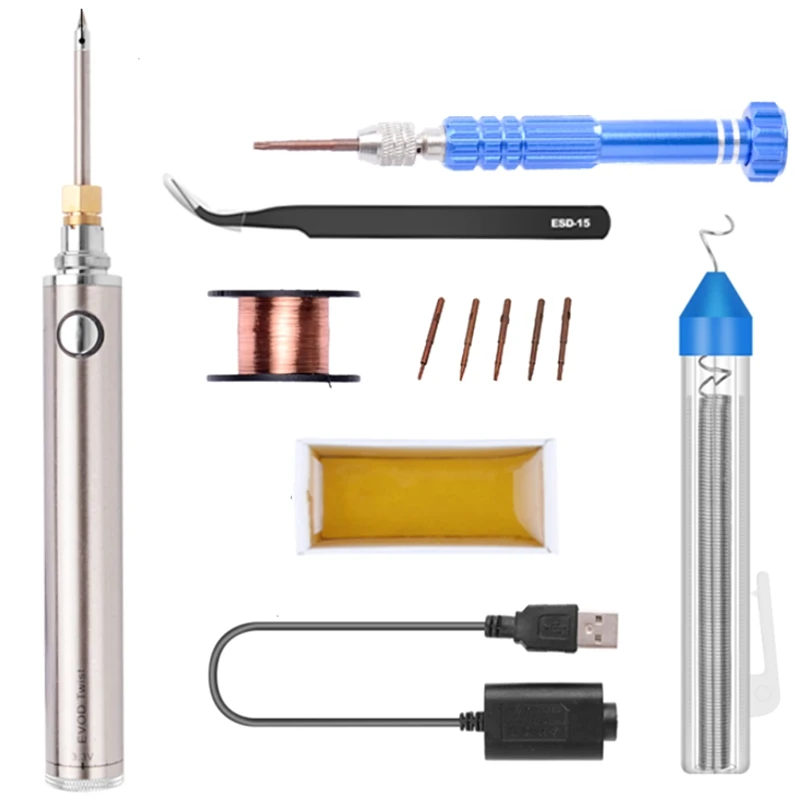 

5V 8W Soldering Iron Wireless Charging Soldering Iron Mini Portable Battery Soldering Iron with USB Welding Tools(1Set)