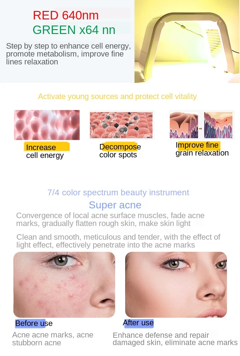  LED spectrometer whitening skin deep cleansing brighten skin tone restore healthy young skin beauty - 4000388099249