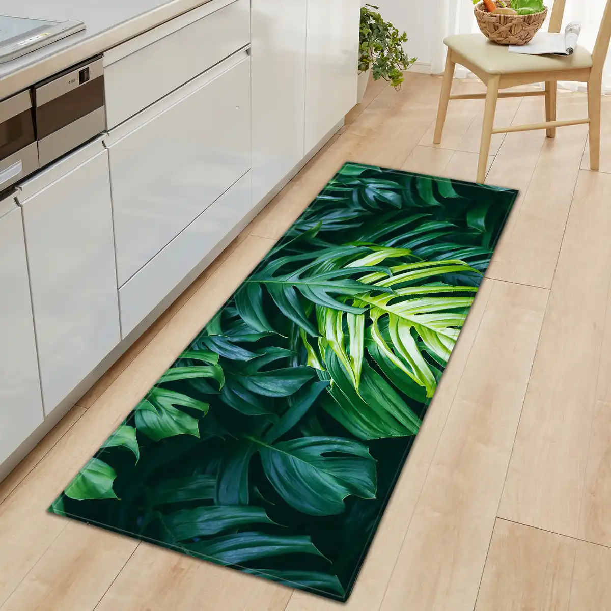 Long Kitchen Mat Flannel Floor Mat Carpet Bamboo Grass Home