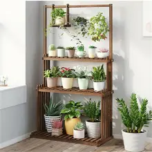 3-Tier Hanging Wood Plant Stand Planter Shelves Flower Pot Organizer Rack Multiple Display Holder Shelf Indoor Outdoor