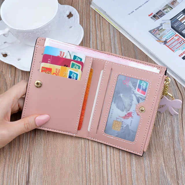 Women Short Wallets 2021 New Fashion Design Small Daisy Card Holder High Quality  PU Coin Purse Simple Zipper Money Bag Wallets 3