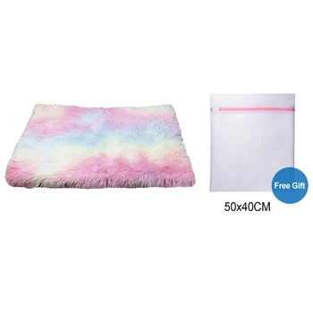 

2 In 1 Puppy Sofa Soft Plush Mat Fluffy Indoor Small Dogs Square Anti Slip Pet Cushion Colorful Washable Warm Cat Bed