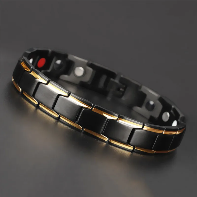 Magnetic Hematite Copper Bracelet Men's Health Bracelets with Hook Buckle Clasp Therapy Bangles Man Health Care Jewelry magnetic slimming bracelet