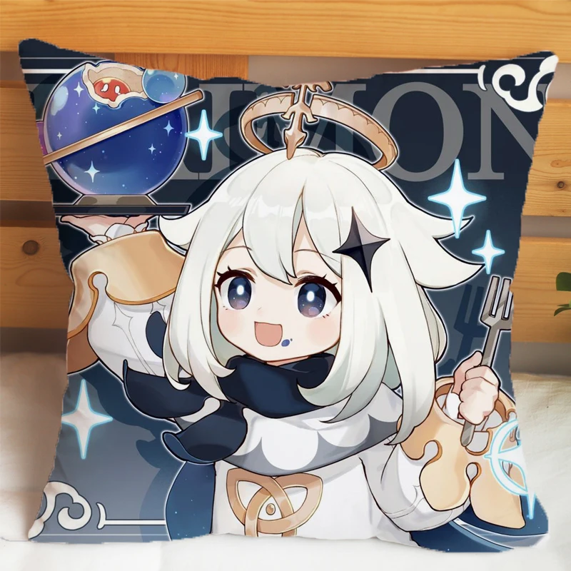 Game Genshin Impact Pillows Cases Pillowcase Klee Paimon Keqing Barbara Pillowcases Gifts Soft Pillow Inner Covers Two Sides