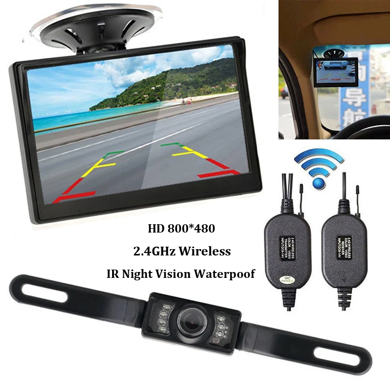 

Wireless Backup Camera 1 Set 5 inch TFT LCD Car Monitor Reversing Camera Wireless with Monitor Rear View Camera for car