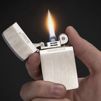 

ZORRO Ultra-Thin Kerosene Gasoline Lighter Windproof Grinding Wheel Retro Brass Lighter Metal Windproof Gadgets For Man Gift