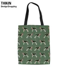 THIKIN Фокс терьер печать женские Складные хозяйственные сумки для шоппера подростка Девушки Холщовая Сумка на плечо Женская Эко сумка Bolsos