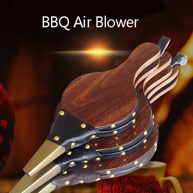 BBQ Air Blower Bonfire Campfire Brown Tool Fireplace Wood Bellows Wood Barbecue