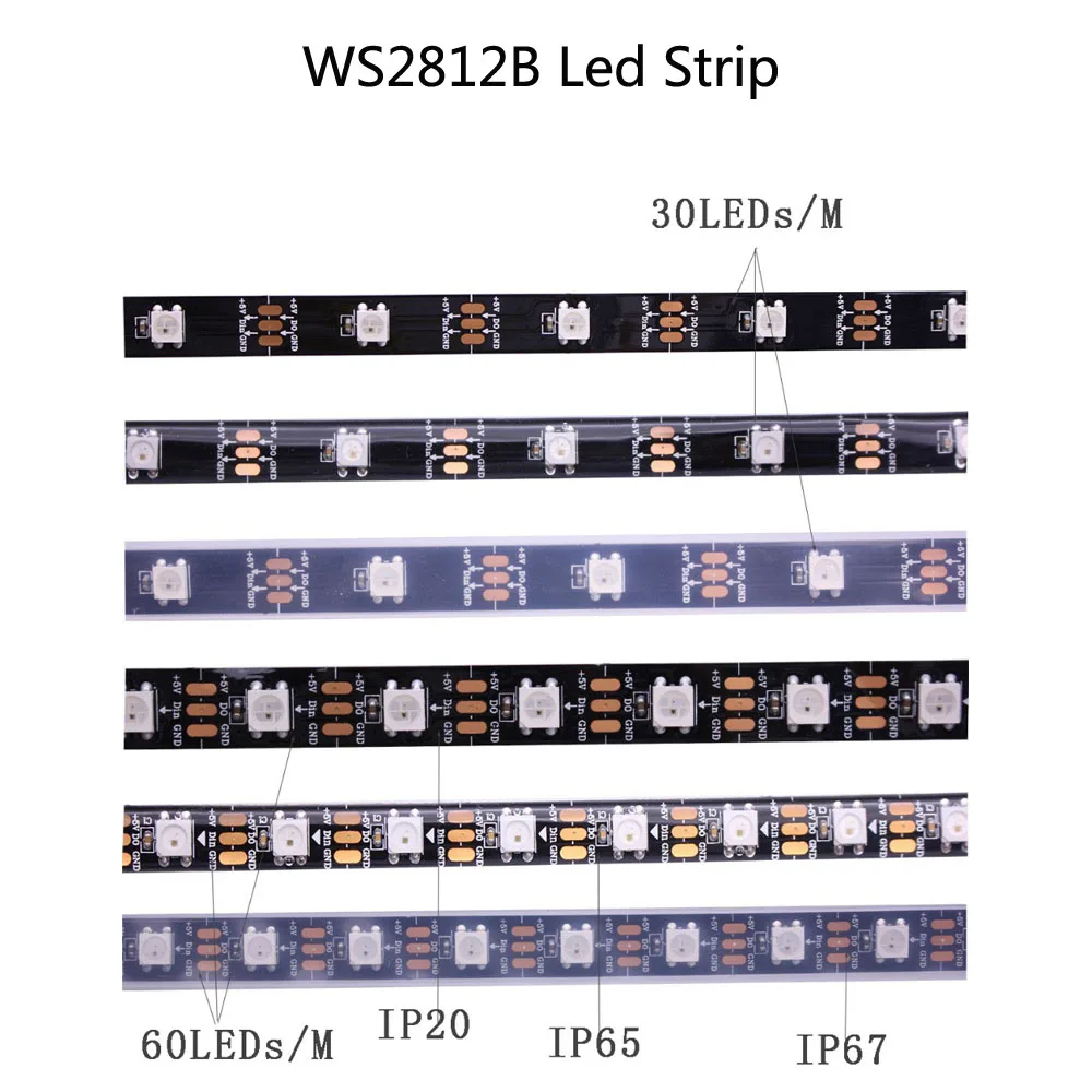 WS2811 WS2813 WS2815 WS2812B ws2812 IC RGB SK6812 RGBW светодиодная ленсветильник 5050 SMD Адресуемая 30 60