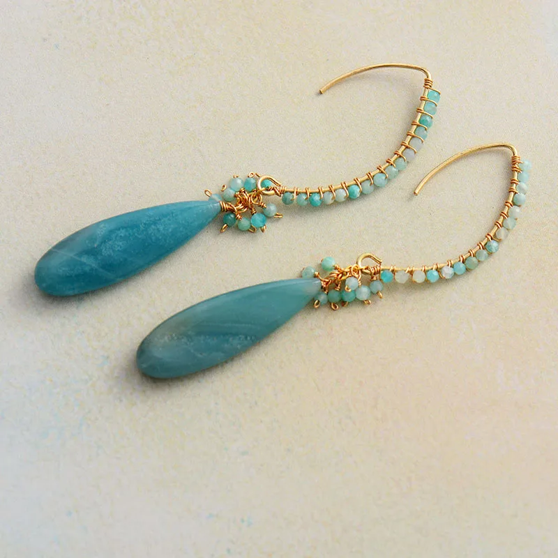 Exquisite Boho Drop Earrings for Women Amazonite Elegant Lady Dangle Earring Handmade Teardrop Jewelry Dropshipping Wholesale - Image 4