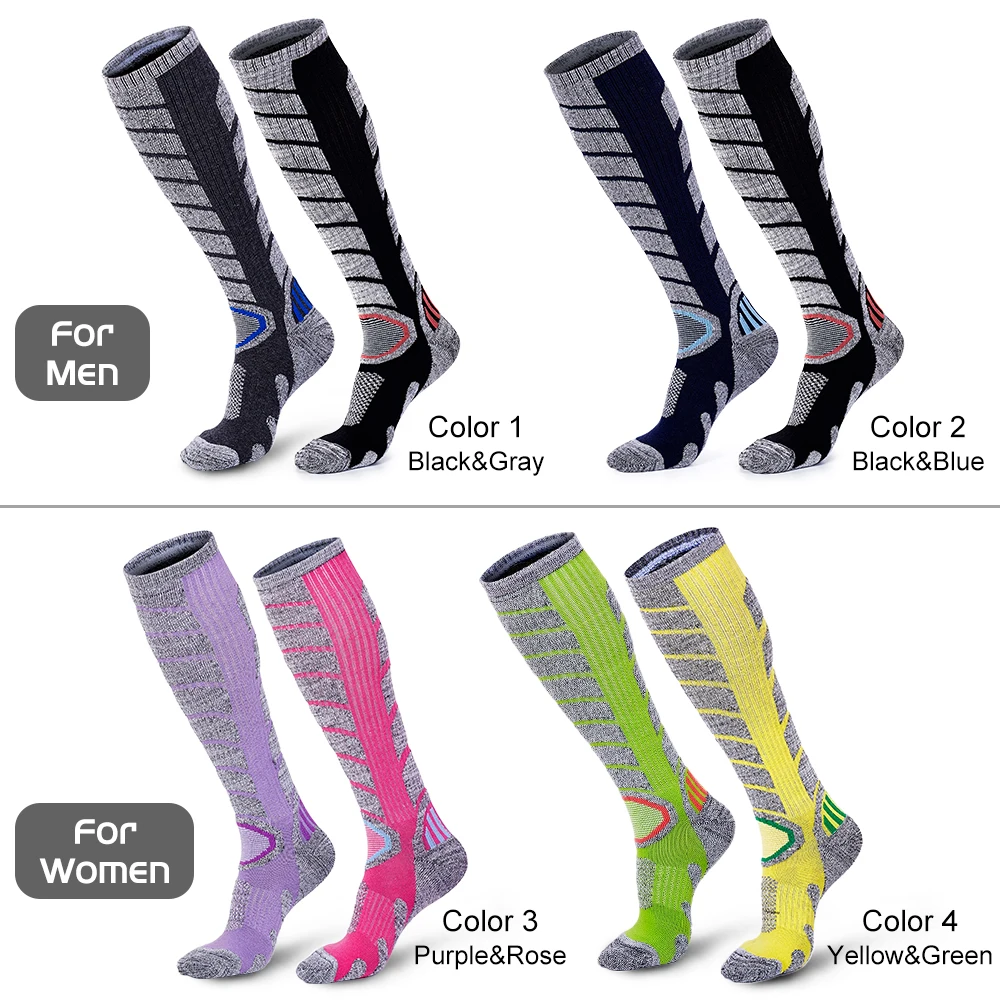 Lixada 2 пары носков Тепловая вентиляция чулки для катания на лыжах спортивные носки до колена для мужчин и женщин для активного отдыха походов альпинизма