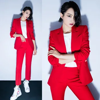 

Women's Suit 2020 Autumn and Winter New Fashion Professional Set of Temperament Red Women's PantSuit