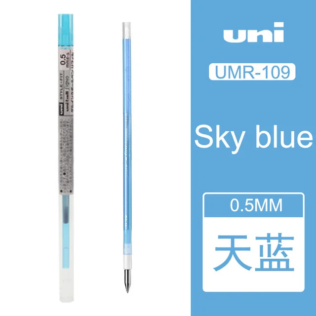 6 шт Uni гелевая ручка для заправки 0,5 мм UMR-109-05 модульный стилус для заправки ручка 16 цветов - Цвет: Sky blue