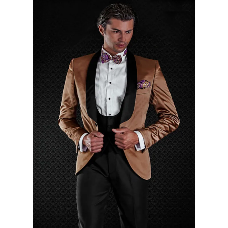 

New Brown Men Suits Slim Groom Tuxedos High Quality Men Suits For Wedding Formal Occasion Gentlemen(Jacket+Pants+Vest) B986