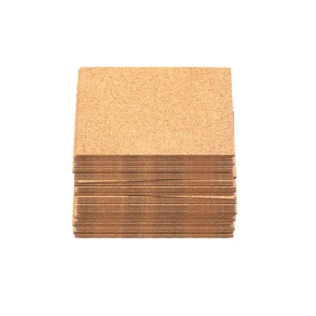 

50pcs Reusable Insulation DIY Squares Round Mini Board Kitchen Crafts Cup Mat Table Decor Self Adhesive Cork Coaster Drink Pad