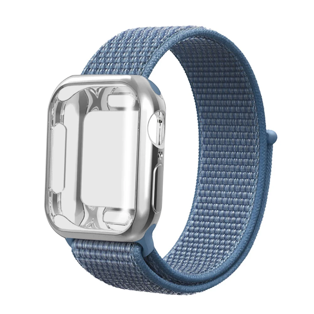 Нейлоновый ремешок+ чехол для Apple watch series 5/4/3/2/1, 42 мм, 38 мм, версия в едином положении во время занятий легкой атлетикой, ремешок для наручных часов iwatch, 40 мм 44 спортивный браслет - Цвет ремешка: Cape blue