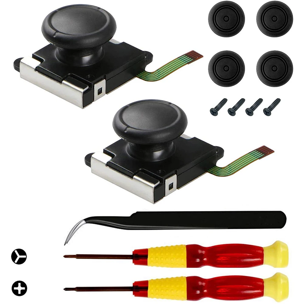 3D Analog Joycon Joystick Thumb Sticks Sensor Replacements Accessories For Nintend Switch Joy Con Controller Housing w/ Tool Kit 