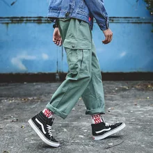Мужские брюки-карго, уличная одежда, брюки в стиле хип-хоп, мужские хлопковые повседневные свободные прямые брюки, мужские брюки, размер S-XXL, Chandal Hombre