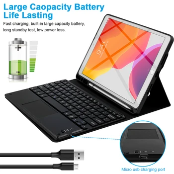 

For iPad 10.2 Case 2019 Bluetooth Keyboard Touchpad Magnetic Flip Stand Pen Holder PU Leather Cover For iPad 7th 10.2 2019 Case