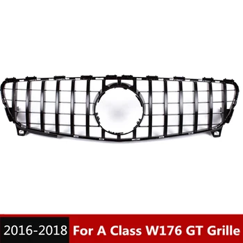 

2 color for A Class W176 strong ABS glossy black GT grill silver kidney grille grill replacement front bumper grill 2016-2018