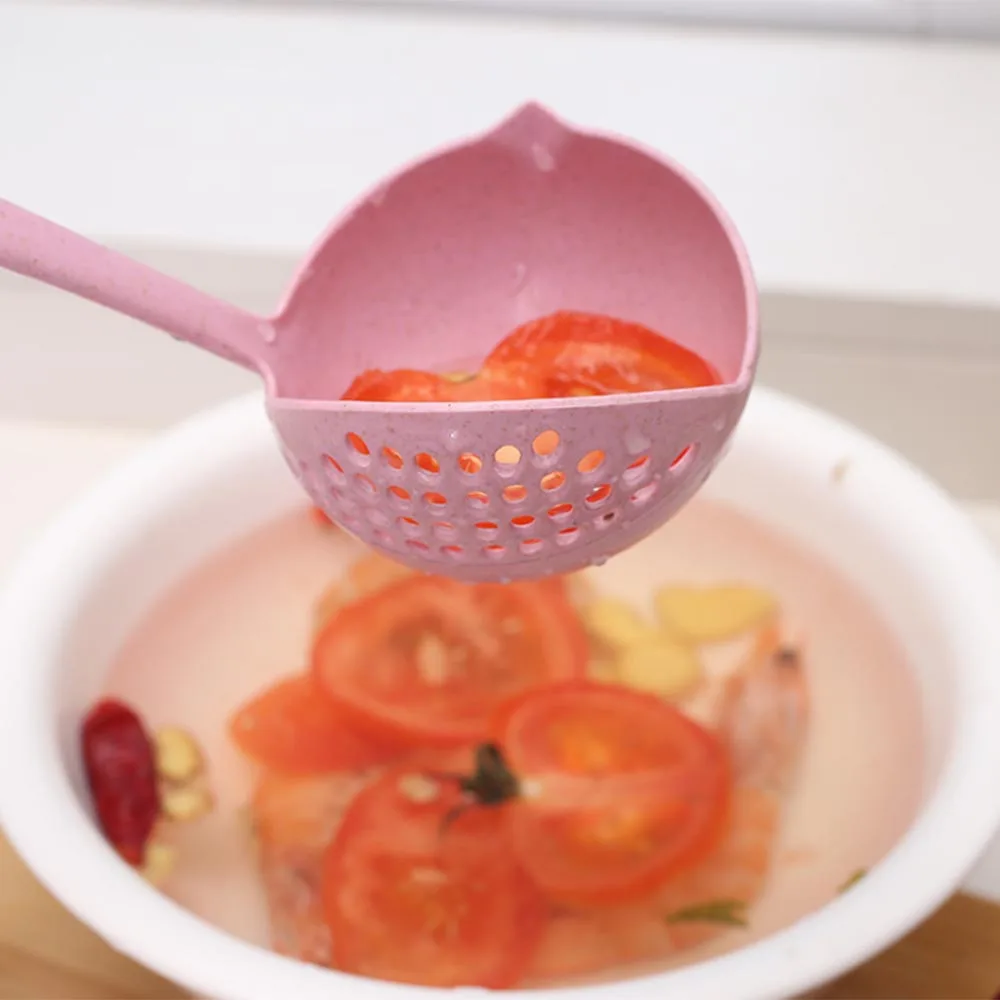 2 in 1 Long Handle Soup Spoon Home Vegetable Strainer Large Cooking Colander Shovels Kitchen Scoop Plastic Ladle Tableware | Дом и сад