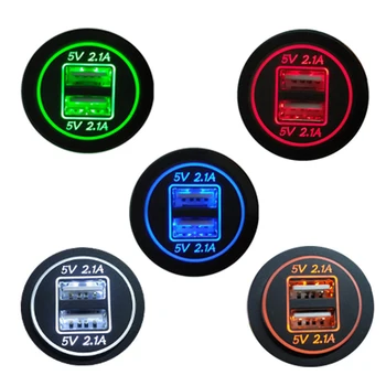 

4.2A Socket Car Charger Dual USB Dual LED Lights Power Adapter Outdoor Personal Car Decoration for 12-24V Boat RV