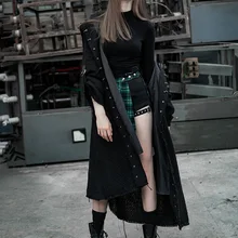 PUNKRAVE женская готическая темно-черная бахрома с капюшоном глаза длинный рукав осень зима куртка