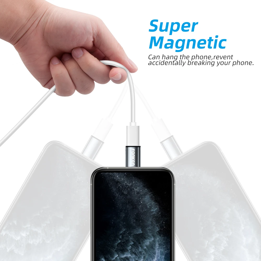 hdmi iphone adapter FONKEN USB Cable Magnetic Adapter Micro USB Type C Magnetic Charger Connector For iPhone Samsung Usbc 3 in 1 Charging Converter mobile charger cable