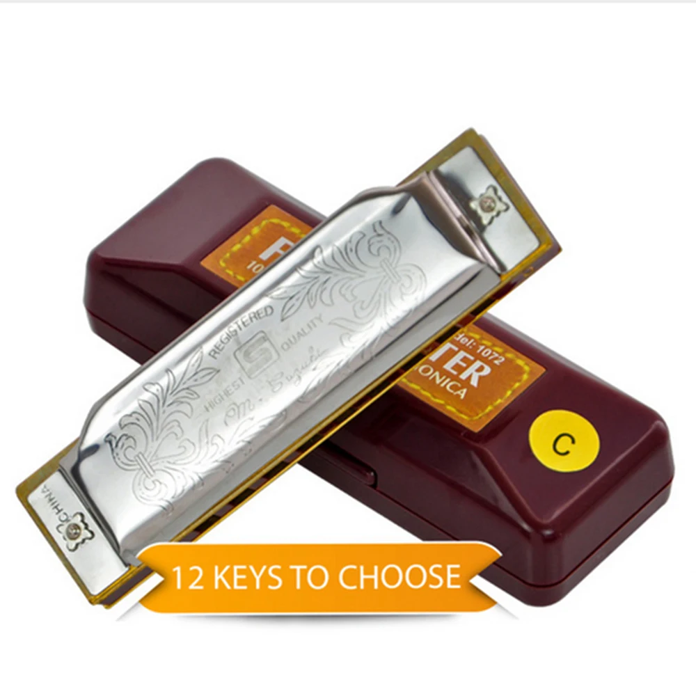 

[12 Keys] Suzuki Diatonic Harmonica 1072 New Silver FolkMaster Gaita Standard 10 Hole Diatonic Harmonica Beginner Blues Harp