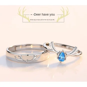 

There is you all the way 925 Sterling Silver Fashion and Exquisite Ring for Men and Women, a Pair of deer Fine Anniversary Gifts