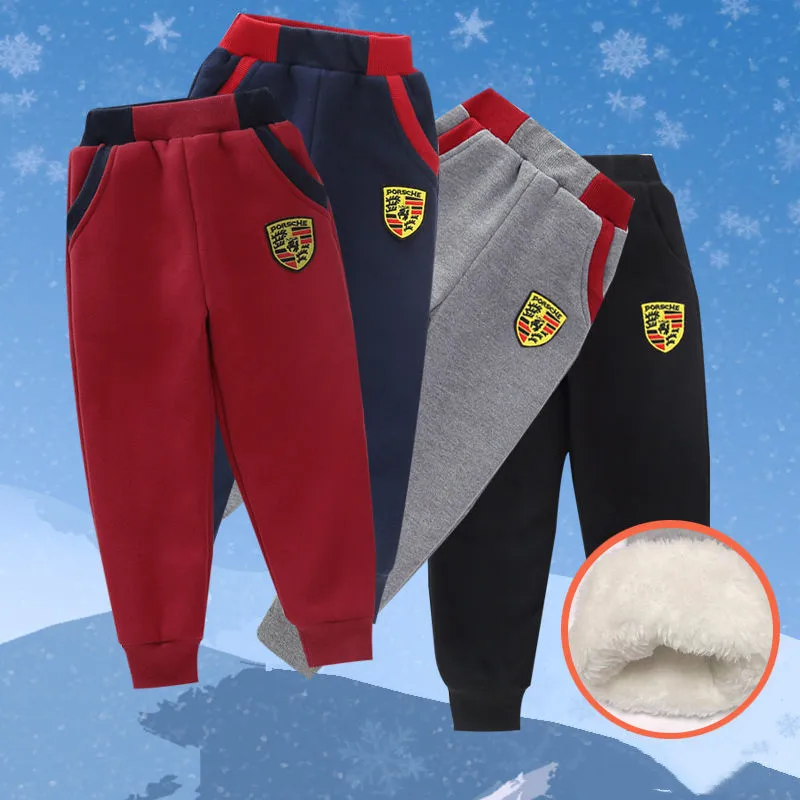 Winter Warm Pants Kids Boys Plus Velvet Trousers Baby Casual Sports Elastice Waist Fashion Pants Girls Children Thick Pants