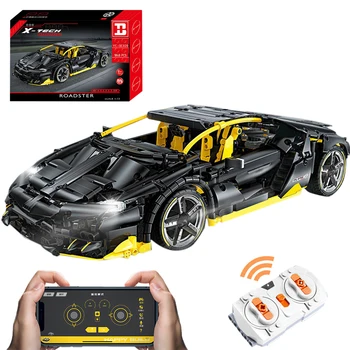 

1848Pcs Dynamic Version 1:12 Scale 2.4G 4CH MOC RC Supercar Racing Car Bricks Small Particle DIY Building Blocks Model Gift