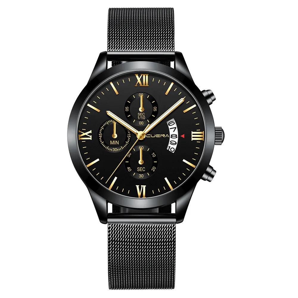 CUENA Three Eyes мужские деловые стальные часы с магнитным синим циферблатом Модные мужские наручные часы Relogio Masculino A40