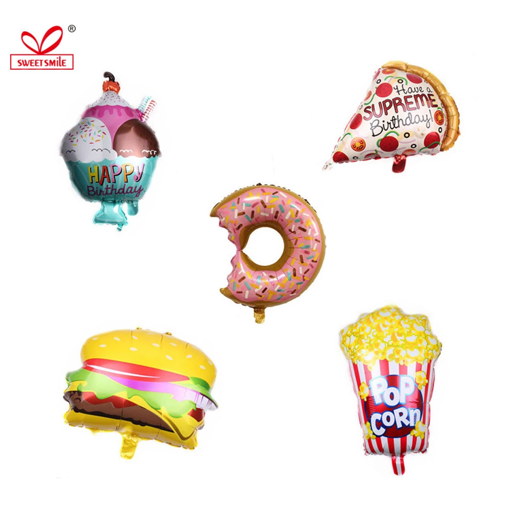 Ballons Pizza Hot Dog Creme Glacee En Aluminium Decorations Joyeux Anniversaire Fournitures De Fete Aliexpress