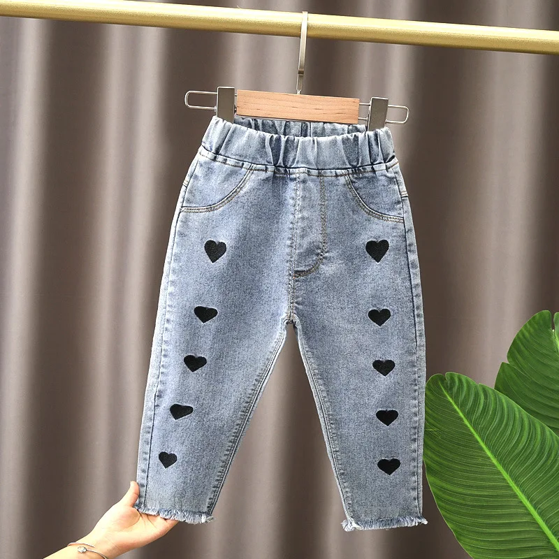 Spring kids girl's clothes baby loose straight leg jeans trousers for girls clothing children outdoor all-match denim pants - Image 3