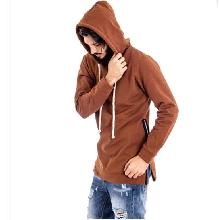 

DIAOOAID 2019 New Streetwear Mens Long Fashion Hip Hop Plus Size Pullover Plain Male Side Zipper Extended Loose Hoodies