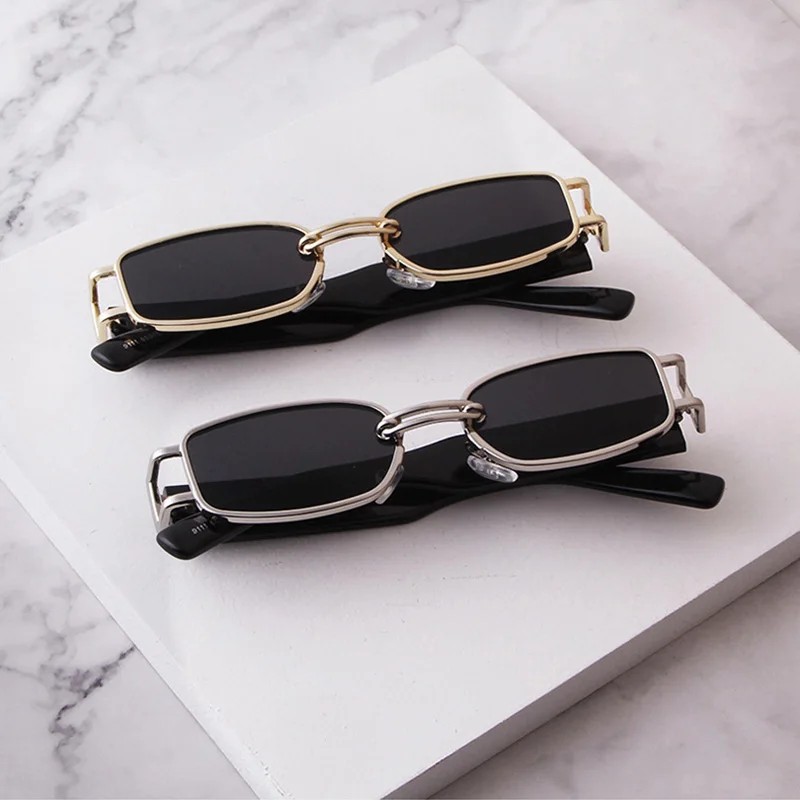 SO&EI Fashion Small Rectangle Women Sunglasses Brand Designer Vintage Square Punk Sun Glasses Men Shades UV400 Clear Eyewear
