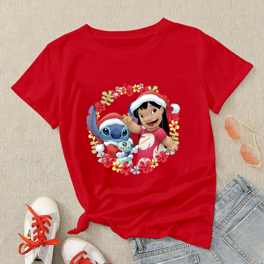 Lilo & Stitch Girl's Good Vibes Happy Stitch T-Shirt Red